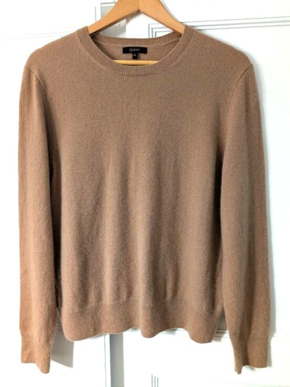 Quince Women's Cashmere Crewneck Sweater in Tan/Camel XL